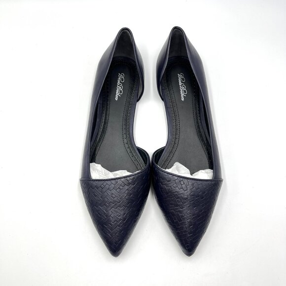 Brooks Brothers Size 8 Navy Blue Leather Pointed Toe D'Orsay Flats Shoes - Picture 3 of 13